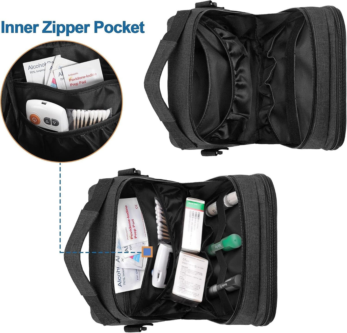 CURMIO Insulin Cooler Travel Case, Diabetes Supplies Bag, with Shoulder Strap