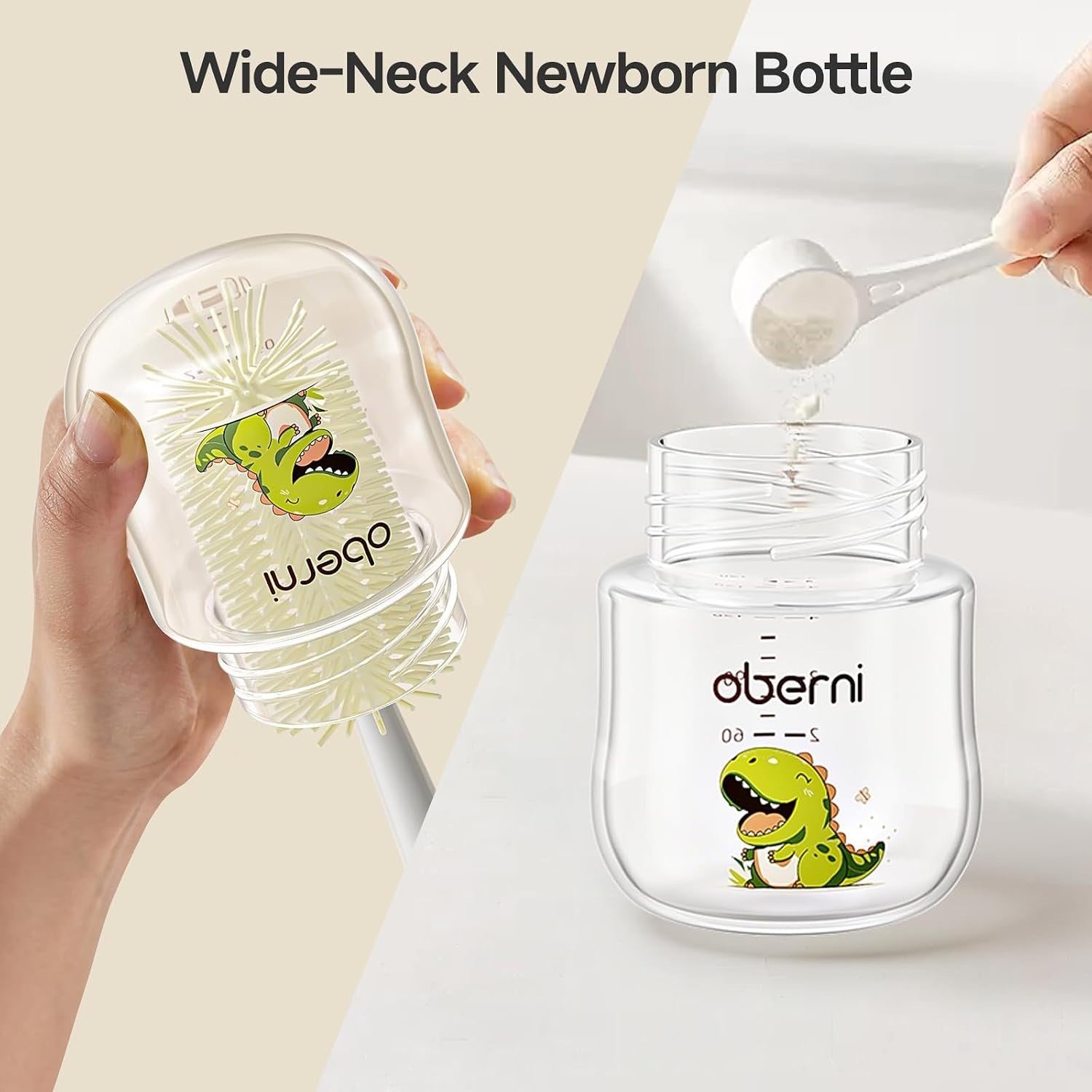 Oberni Baby Bottles with Size S Slow Flow Breast-Like Soft Teat for 0M+ 120ML X2