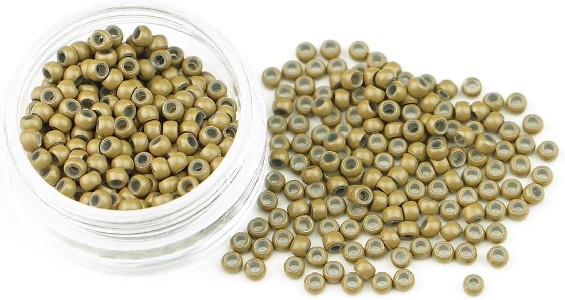 Nano Rings Beads 3mm Silicone Lined for Hair Extensions x 1000 UK Dark Blonde