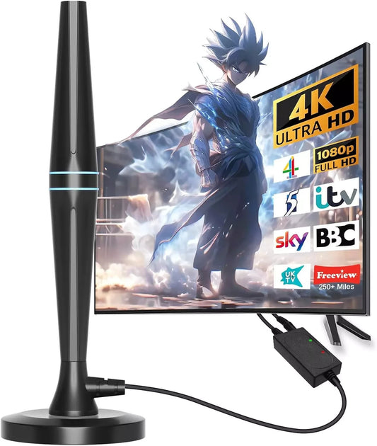 UK Digital TV Ariels HD 250+ Miles Range Indoor 4K TV Aerial indoor for Smart TV