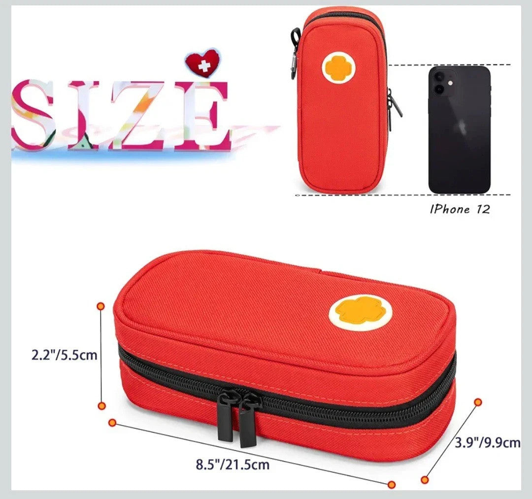CURMIO Insulated Epipen Carrying Case, Medicine Supplies Storage Bag, Red