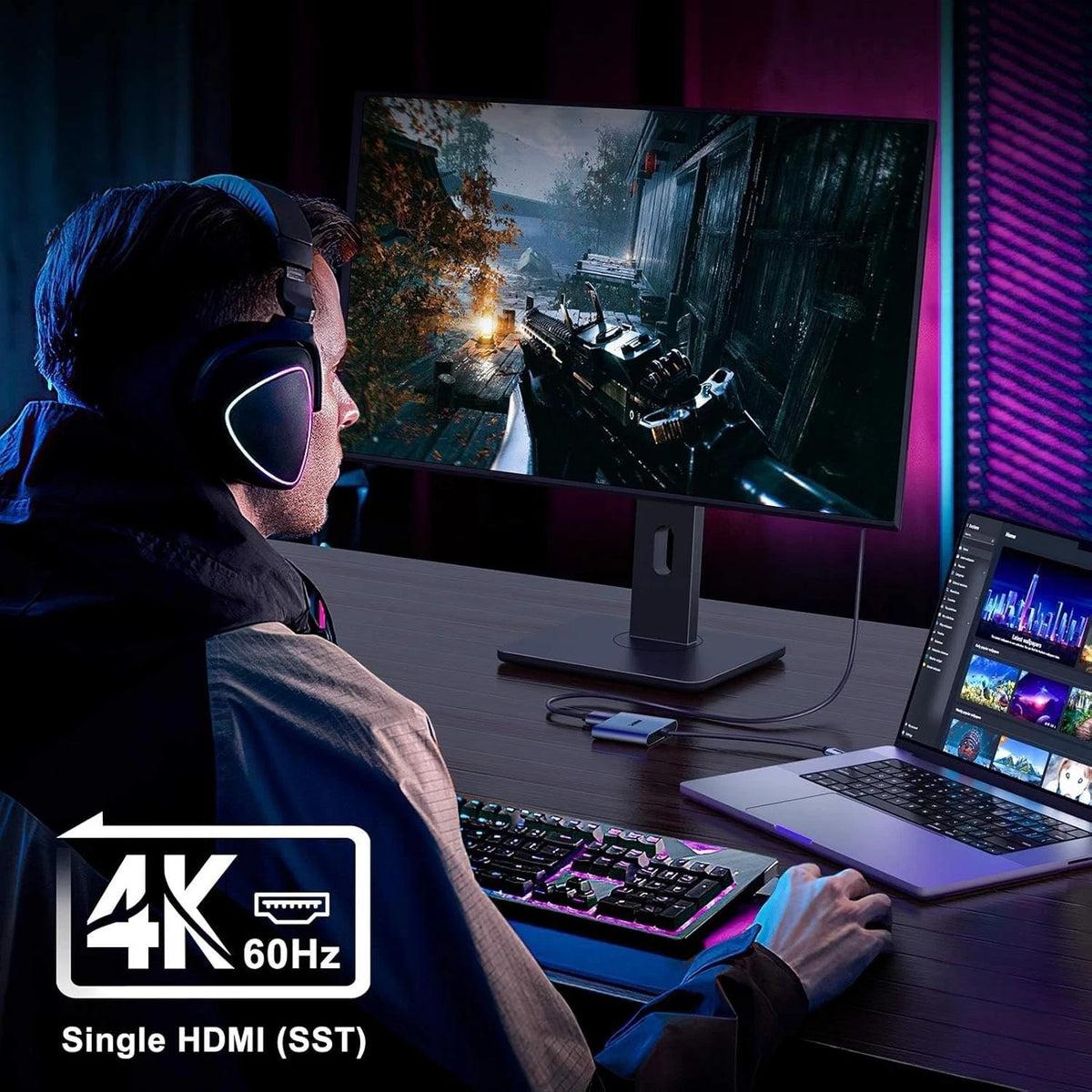 KOZYC USB C to Dual HDMI Adapter 4K@60Hz, Type C to HDMI Splitter (0-128)