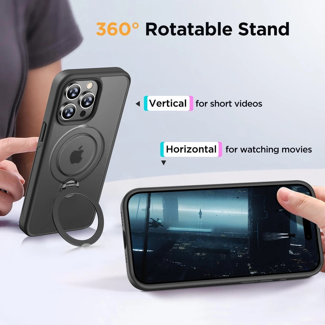 Miracase for iPhone 15 Pro Case: 360° Spin Magnetic Stand with MagSafe, Military