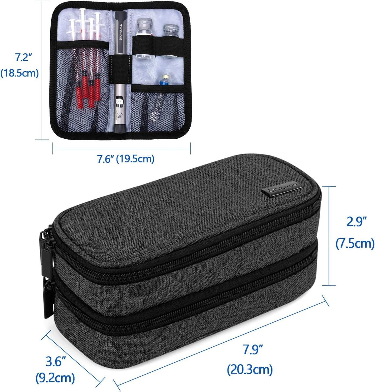 Yarwo Insulin Cooler Travel Case, Double-Layer Diabetic Travel Case with 2 Ice 