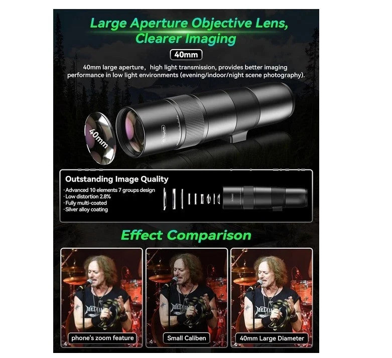 APEXEL 30X HD Telephoto Lens High Power Zoom Camera Lens With Tripod For Iphone