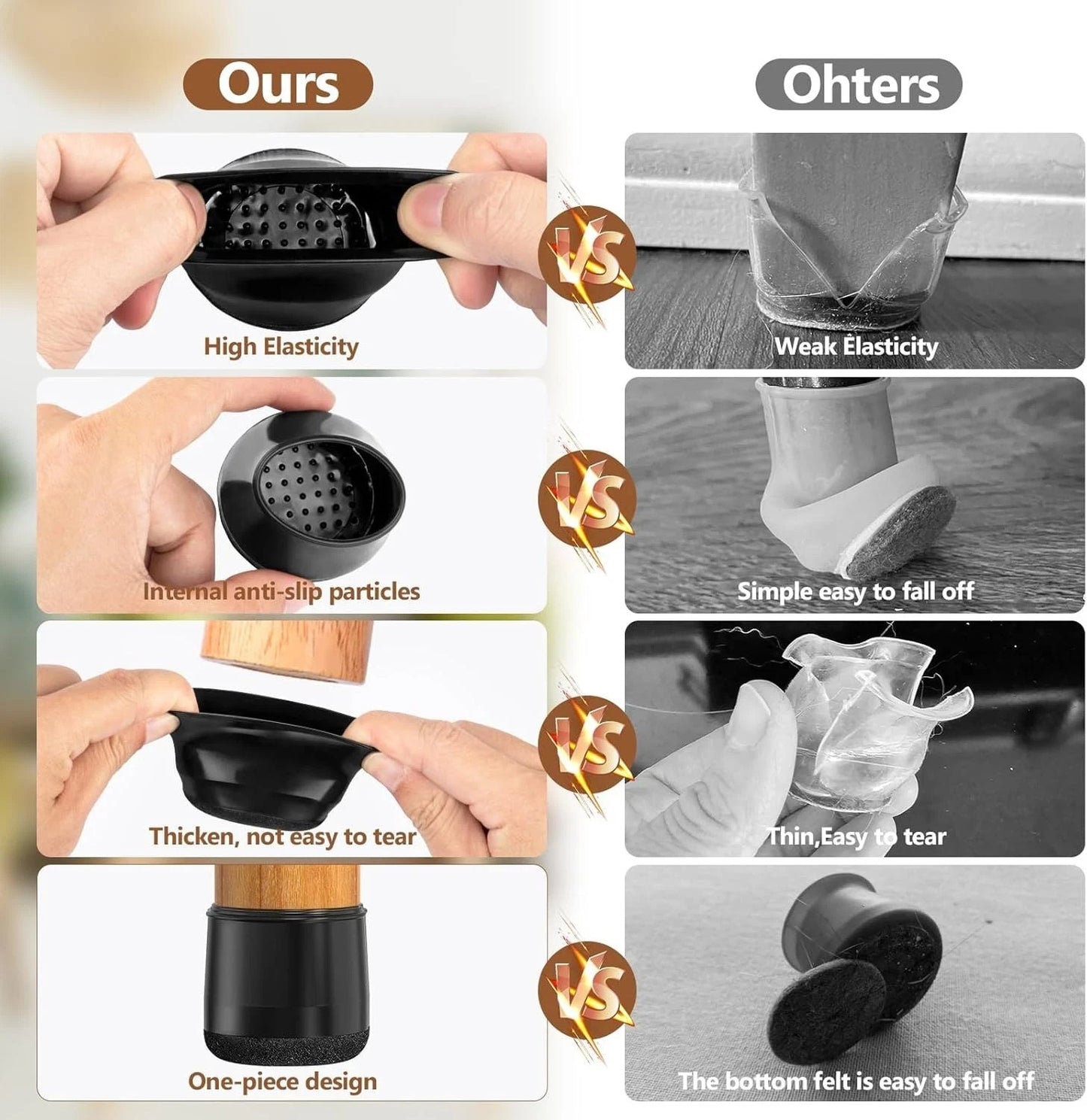Chair Floor Leg Protectors (20-30MM) 28PCS, BAIPOK Silicon Chair Leg Caps