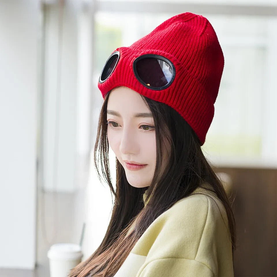 New Beanie Cp Knitted Hat Men Teens Woolen Winter Hats Cap Sunglasses goggles