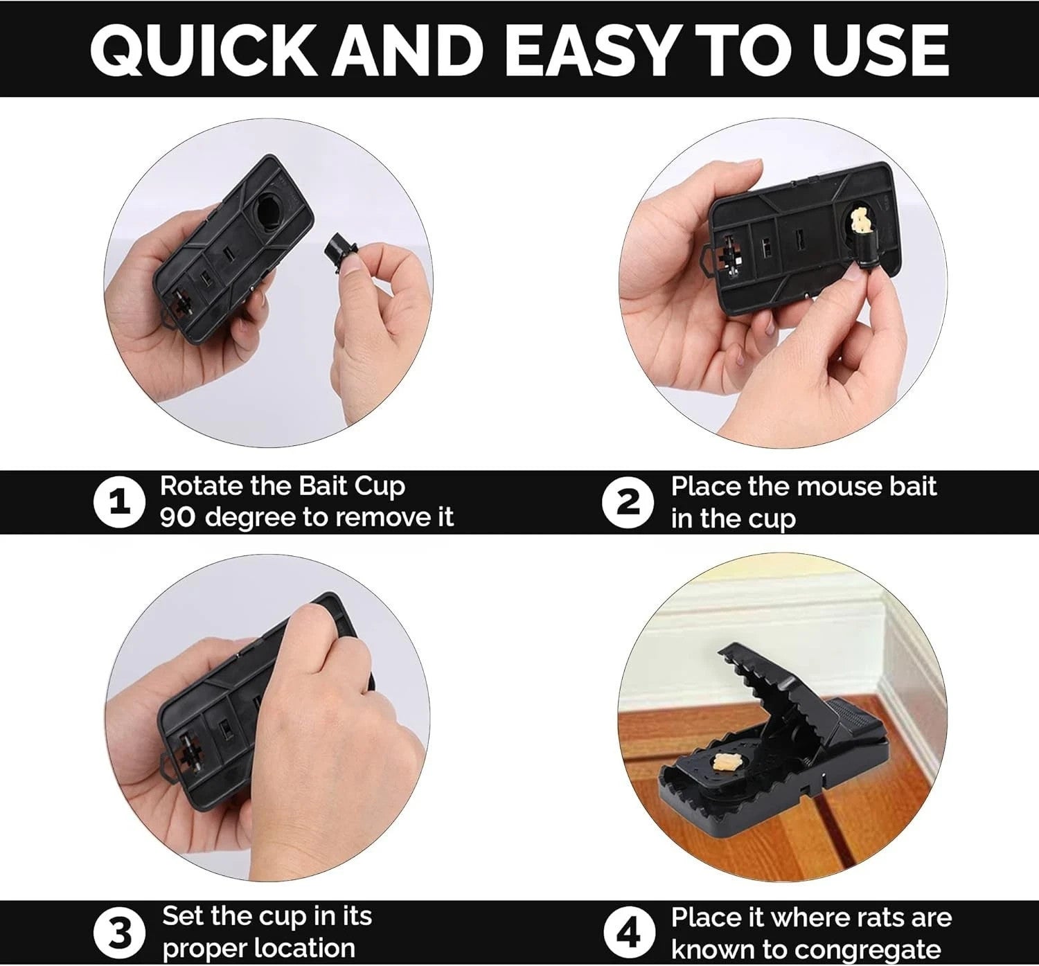 4 x METAL RAT TRAP PEST CONTROL RODENT INDOOR OUTDOOR CATCHER MOUSE LARGE