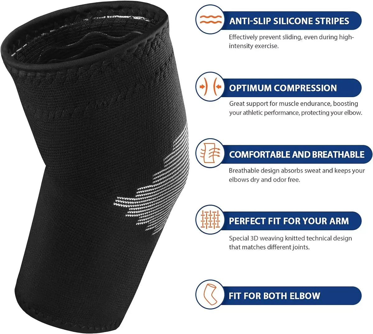 AVIDDA Elbow Support Sleeve for Men Women(Single Sleeve), Antislip Elbow Brace L