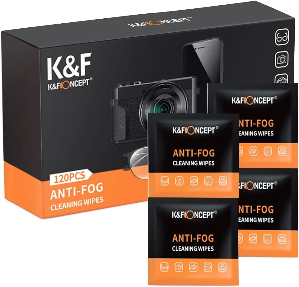 No Fog Lens Cleaning Wipes - 120 Wipes - K&F Concept 120 Pack Anti Fog Wipes