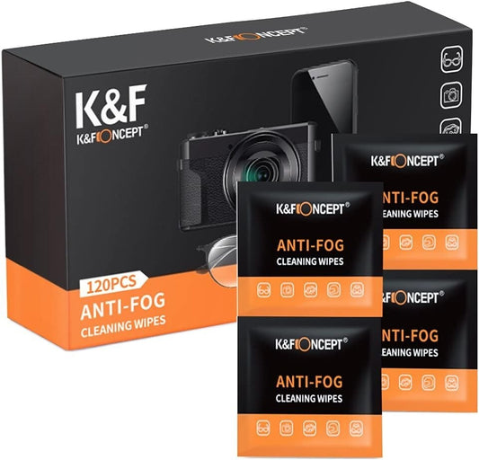 No Fog Lens Cleaning Wipes - 120 Wipes - K&F Concept 120 Pack Anti Fog Wipes
