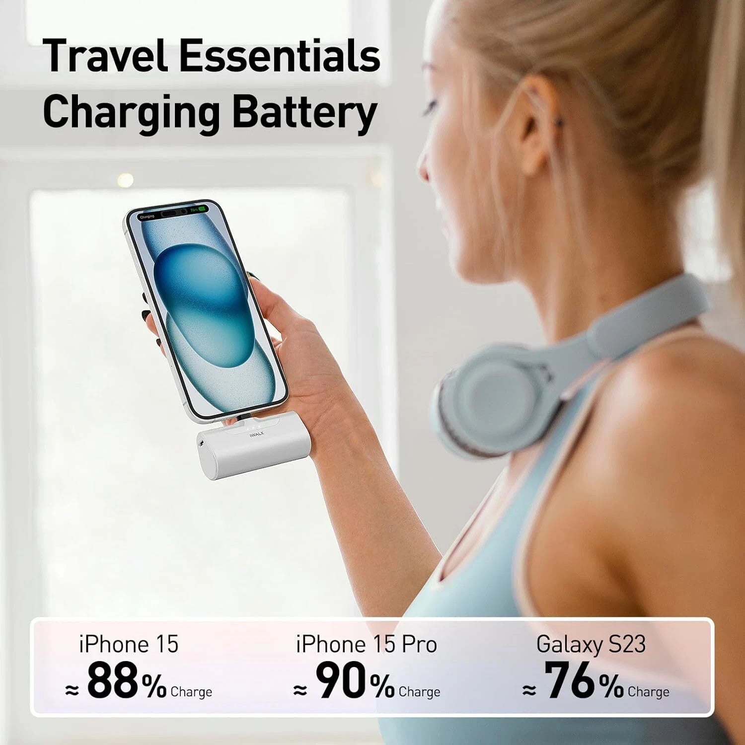 iWALK Mini Portable Charger 4500mAh,USB-C 20W Power Bank and Charger for iPhone.