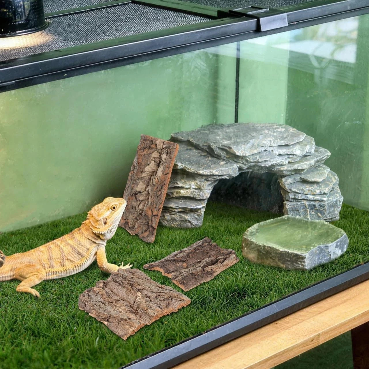 4Pcs Reptile Cork Bark Reptile Enclosure Background Cork Bark For Gecko