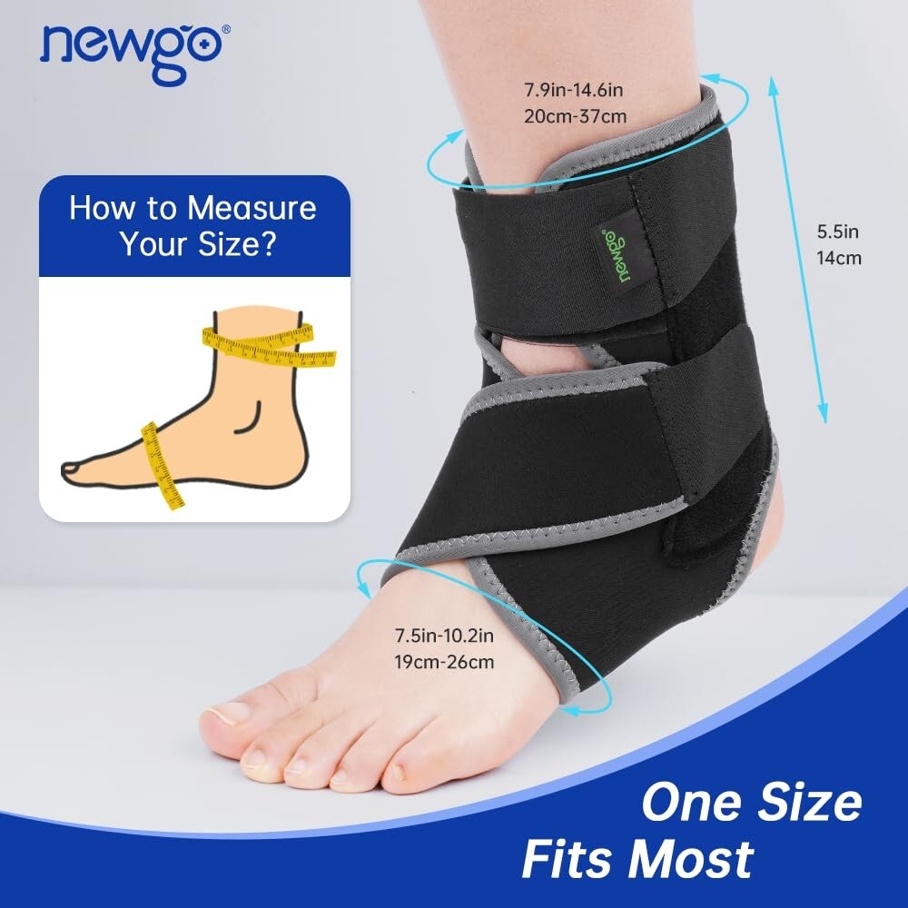NEWGO Ankle Brace, Ankle Support Brace for Sprained Ankle with Plastic Support