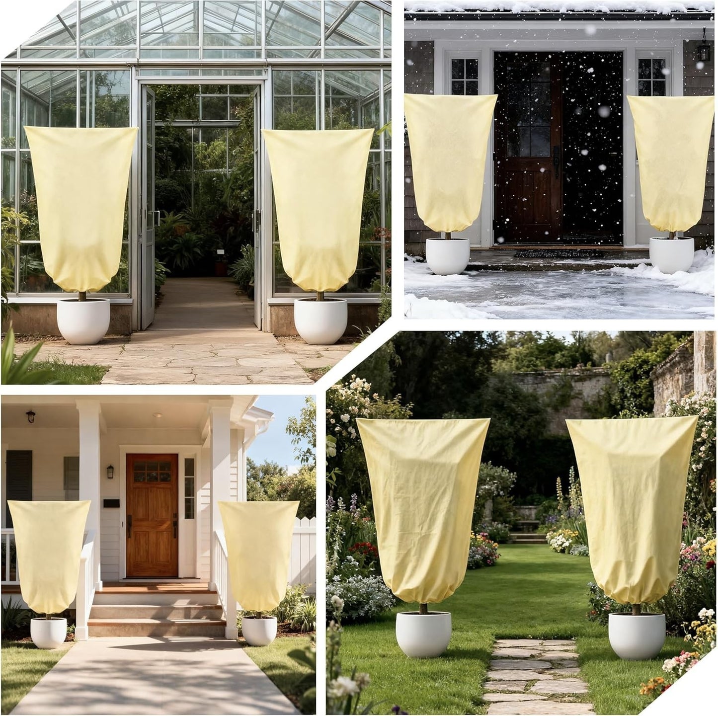 8 x Plant Frost Protection Covers Warming Jackets Bag Fleece Washable 80 x 60 cm