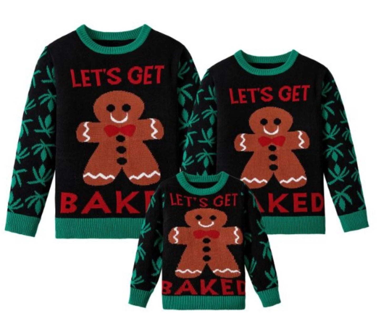 Kids Gingerbread Man Let’s Get Baked ugly christmas jumper /sweater All Sizes