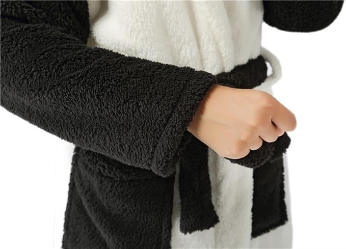 Ladies Soft Fleece Hood Dressing Gown Cute Panda Bear Womens Bath Robe - Large