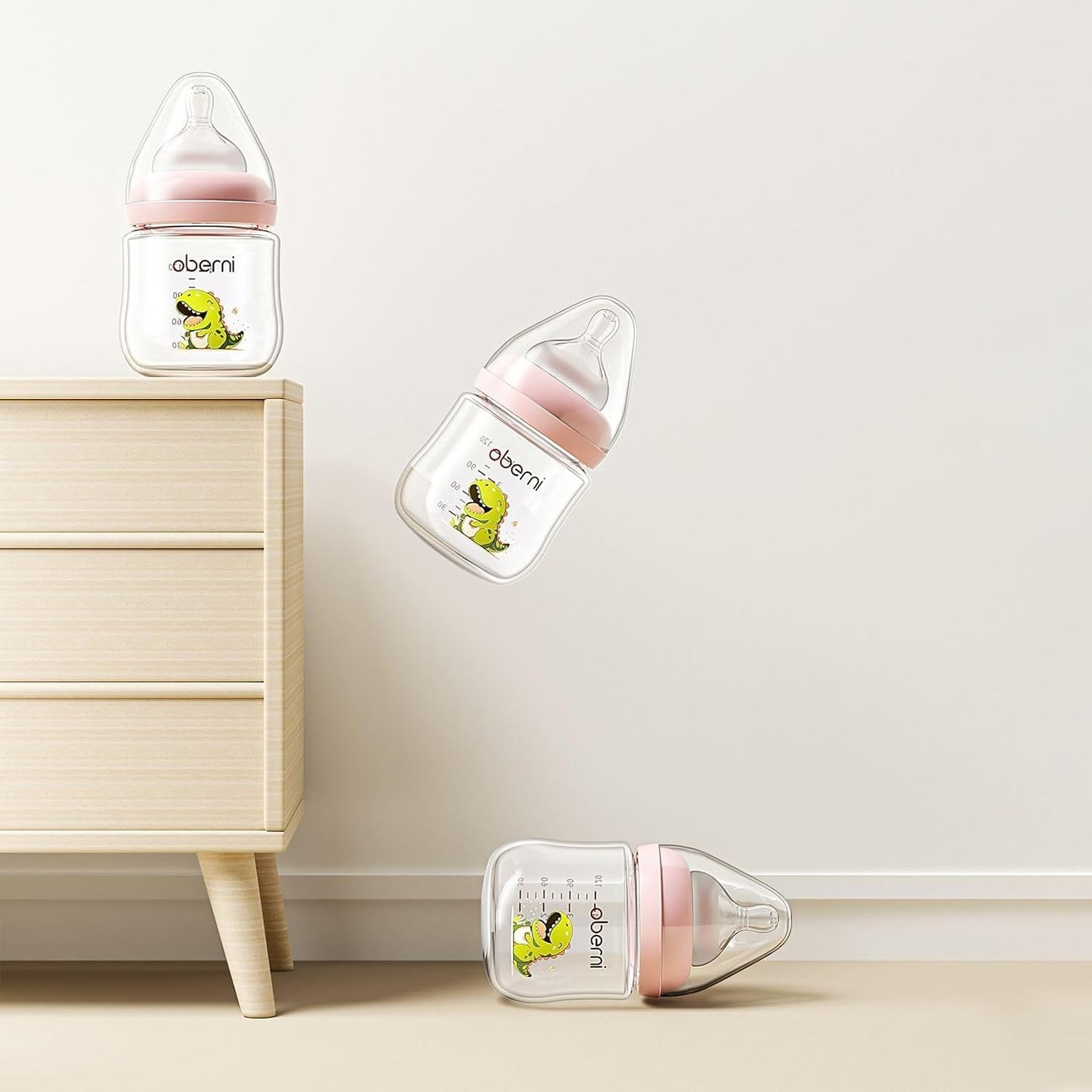 Oberni Baby Bottles with Size S Slow Flow Breast-Like Soft Teat for 0M+ 120ML X2