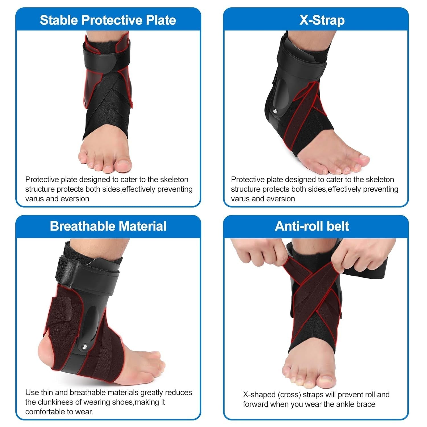 Ankle Brace Support Pain Relief With Side Stabilizers Brace Fixing Protection XL