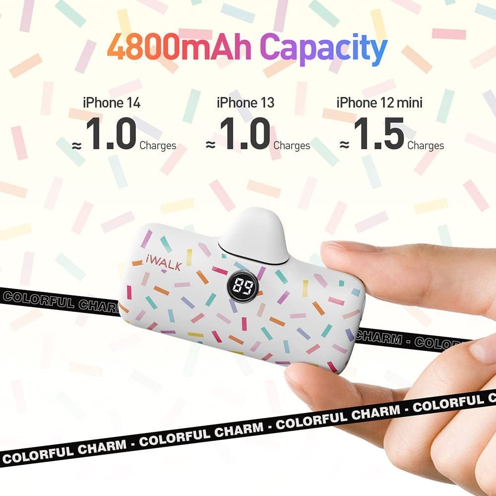 Iwalk Small Portable Charger 4800mAh, Mini Power Bank - iPhone 14/13/12/11 x