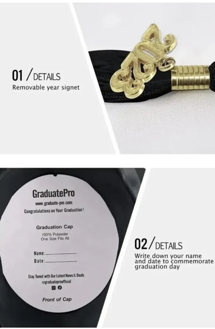 GraduatePro Graduation Gown and Cap Set for Adults 2023 Unisex Size 48 5'3 - 5'5