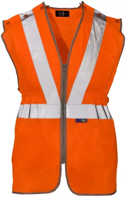 10X RAILWAY SPEC ORANGE HI VIZ VEST FRONT ZIPPER, POPPERS ON SHOULDERS SIDES XL