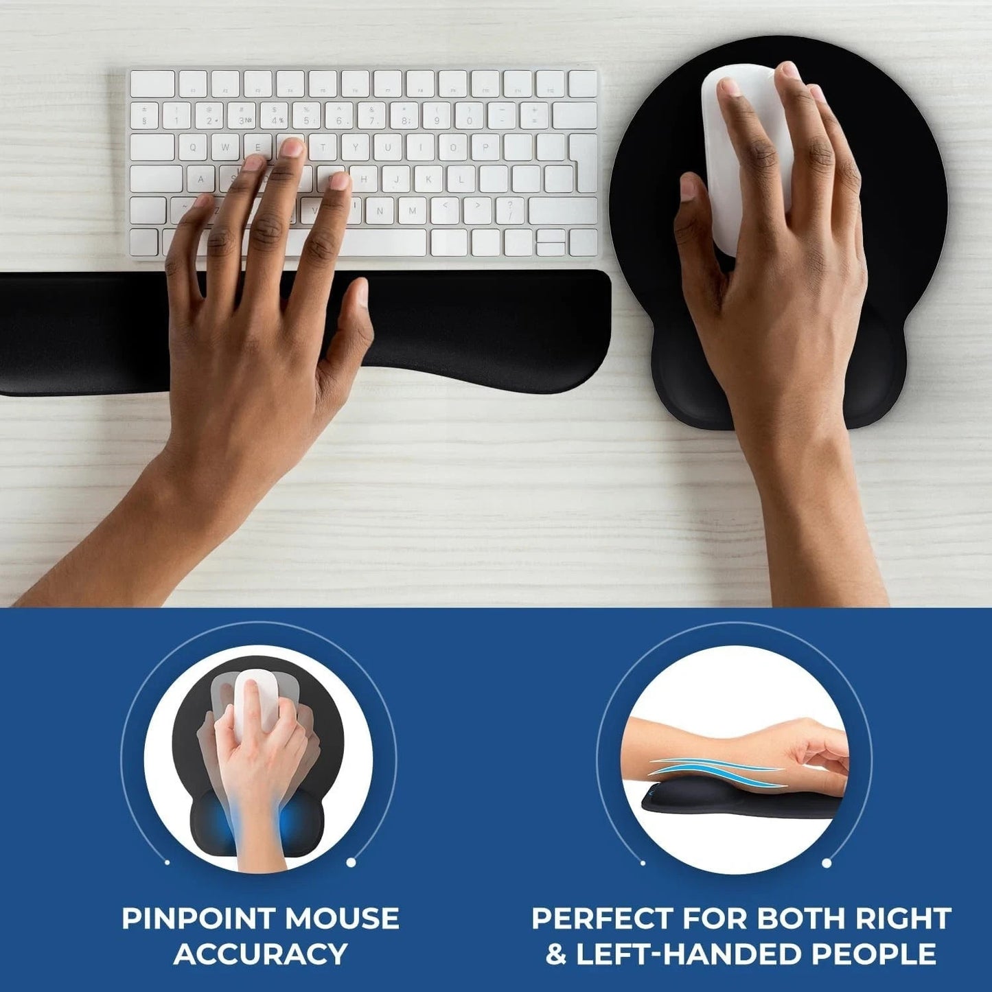 Ergonomic Mouse Pad with Memory Foam Wrist Rest Support Everlasting Comfort