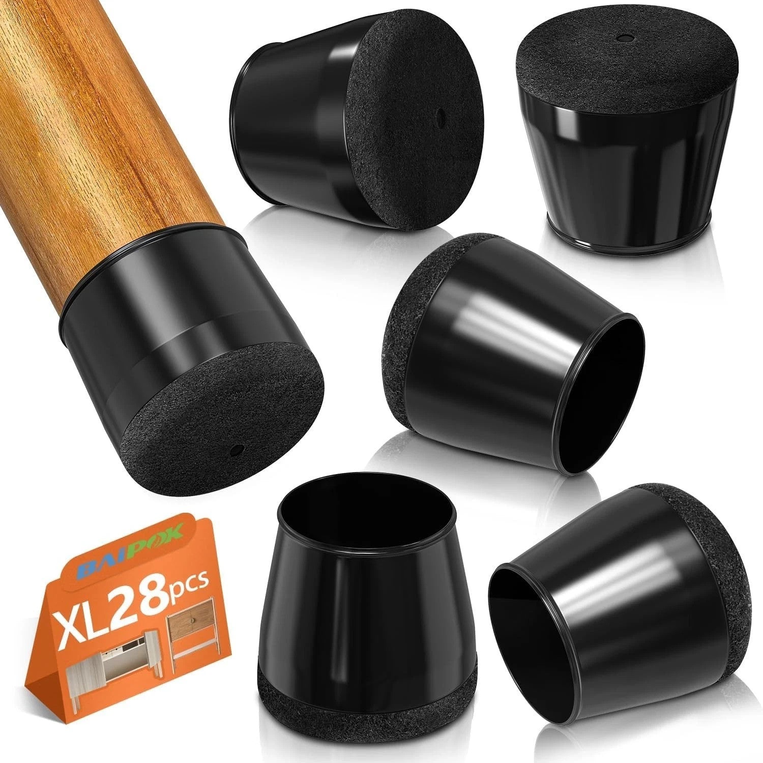 Chair Floor Leg Protectors (20-30MM) 28PCS, BAIPOK Silicon Chair Leg Caps