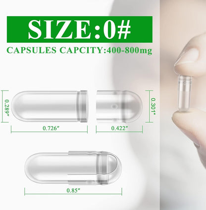 HPMC Empty Capsules Size 0# Vegan Clear Pharmaceutical Grade Caps UK