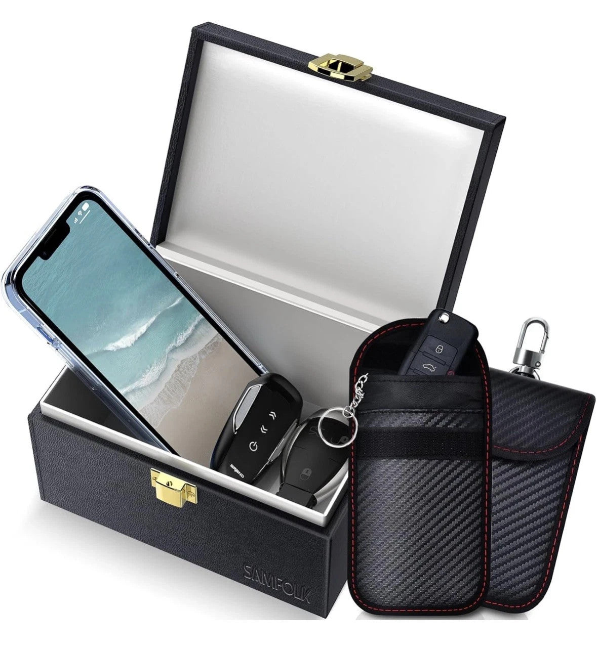 Samfolk Faraday Box and Pouch (2 Pack), Keyless Entry Car Key Safe