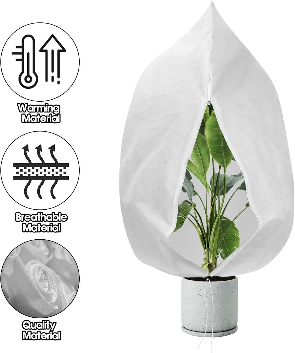 8 x Plant Frost Protection Covers Warming Jacket Bag Fleece Washable 80 x 100 cm
