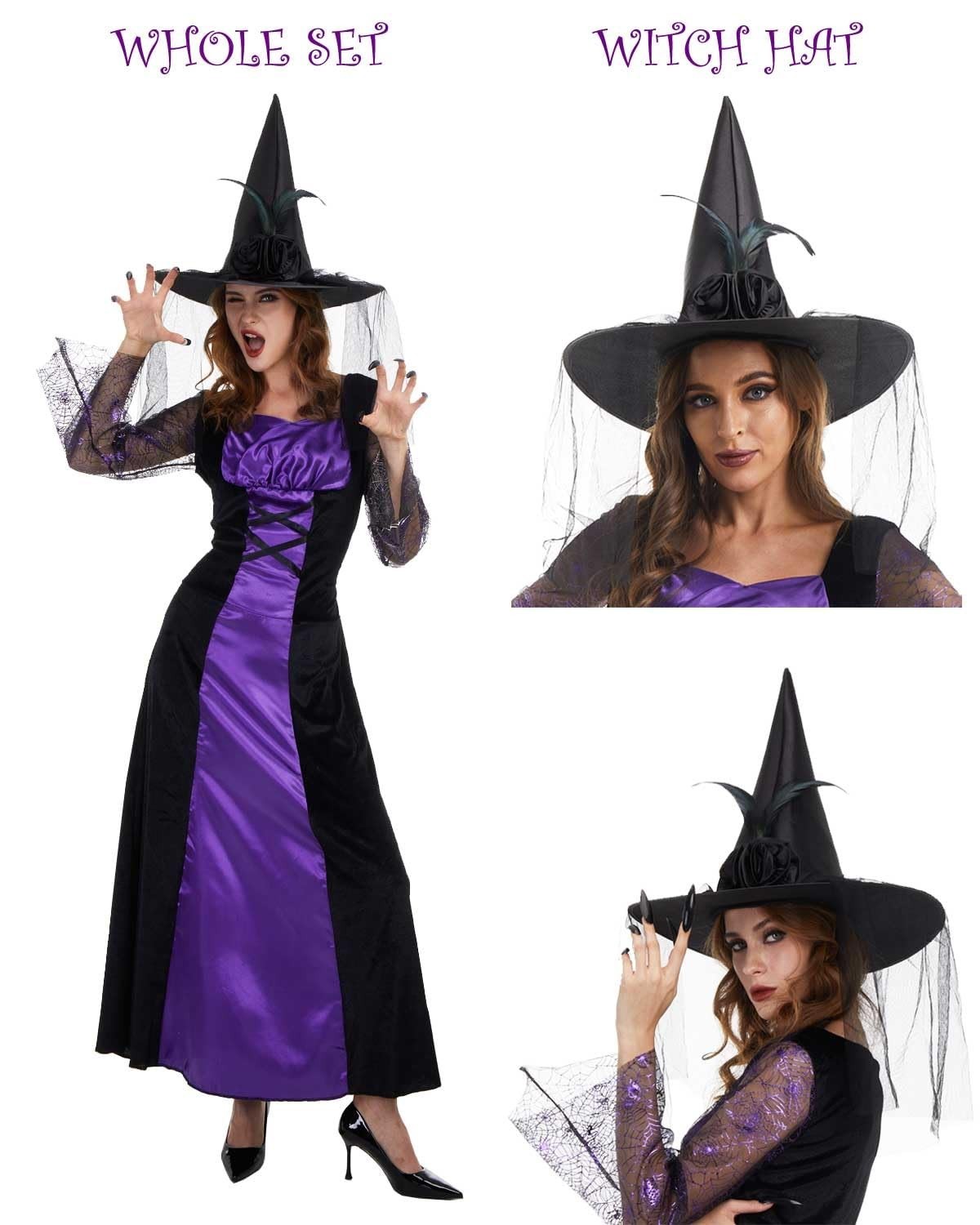Ladies SPELLBOUND PURPLE WITCH Halloween Fancy Dress Costume UK Large