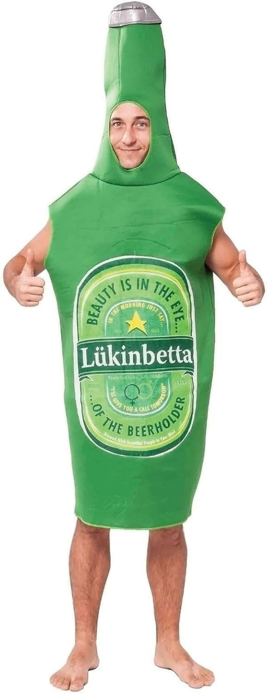 Beer Bottle Costume Green Lager Bottle Adult Unisex One Size Funny Gift Outfit