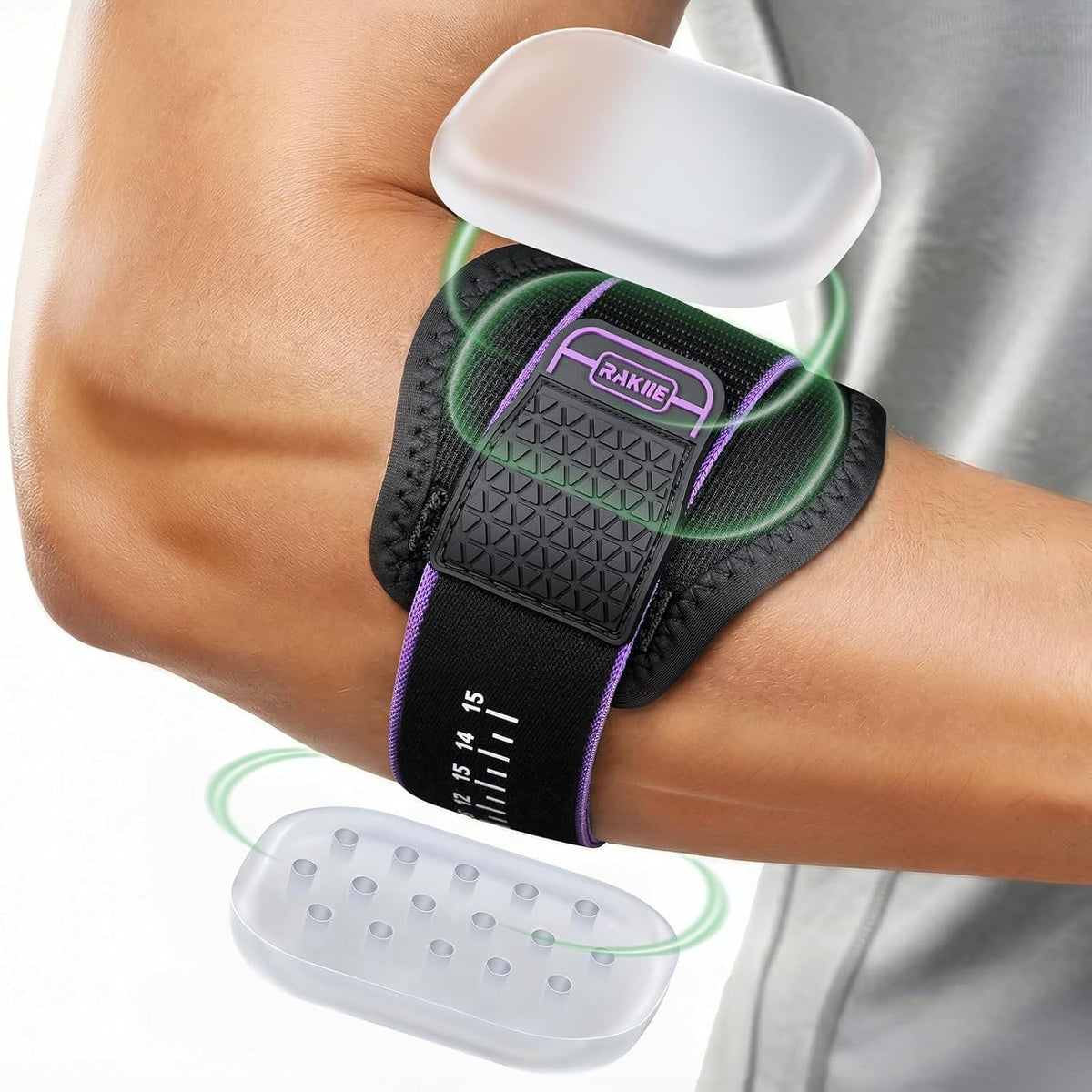 Rakiie Tennis Elbow Support Strap Adjustable Golfers Brace Purple
