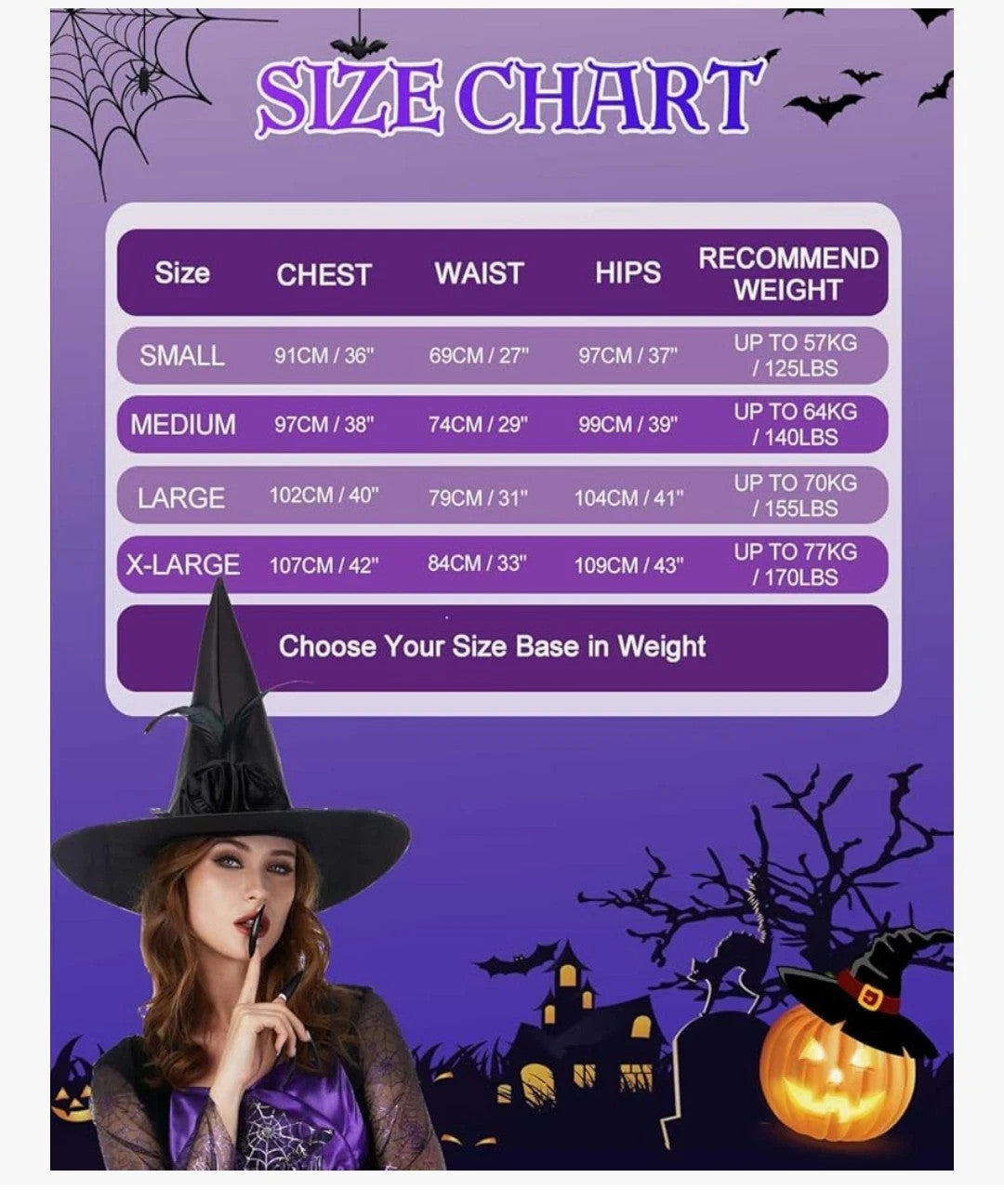 Ladies SPELLBOUND PURPLE WITCH Halloween Fancy Dress Costume UK Large