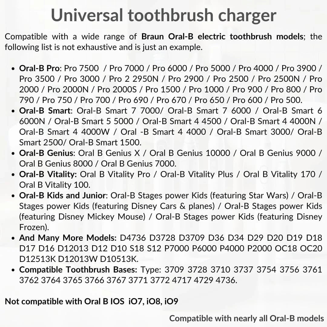 Replacement for Oral B Toothbrush Charger UK, 3708 3710 3756 3764 3765 3766 3767