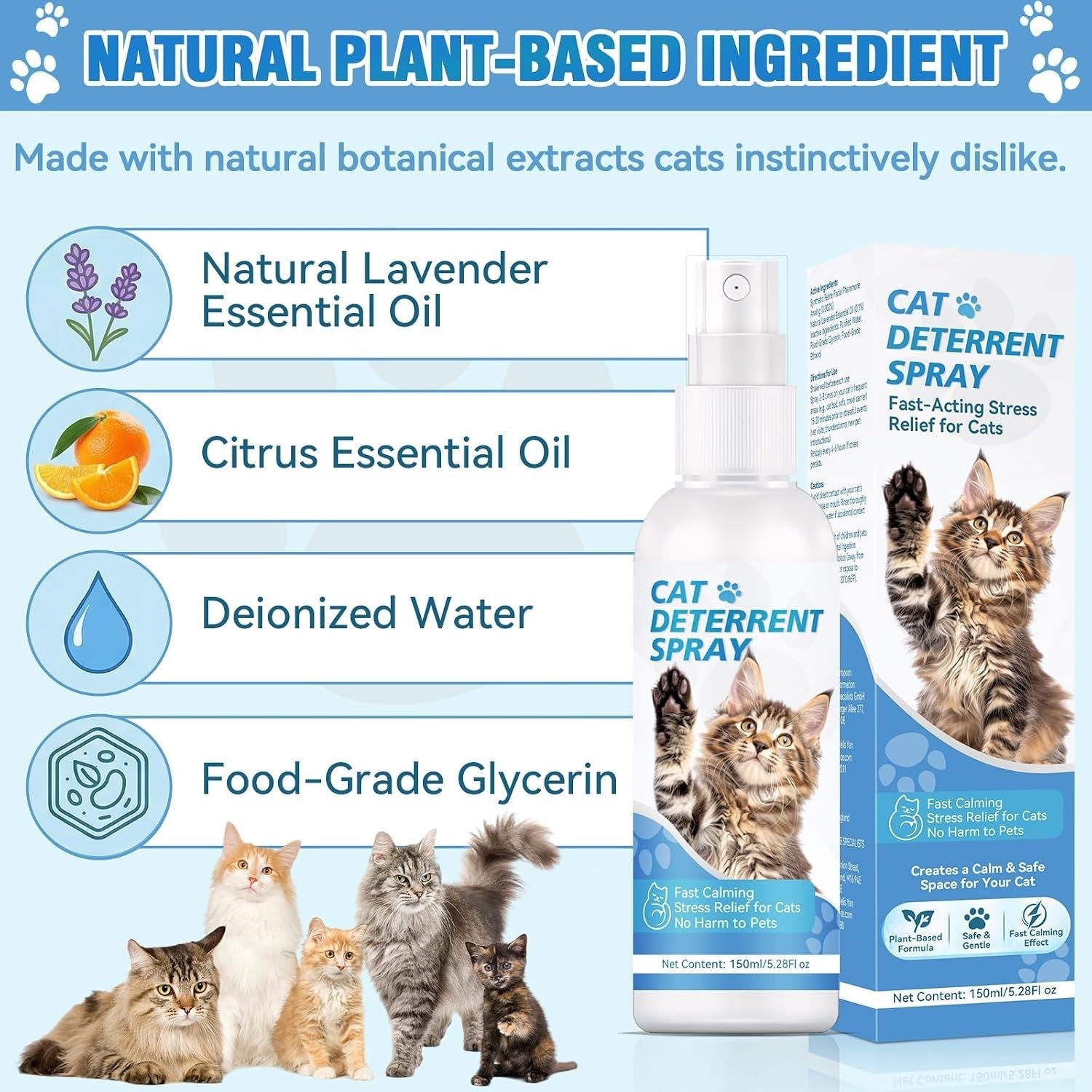 Cat Scratch Repellent Spray 150 ml - Natural Behaviour Training, Safe for Pets