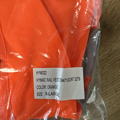 10X RAILWAY SPEC ORANGE HI VIZ VEST FRONT ZIPPER, POPPERS ON SHOULDERS SIDES XL