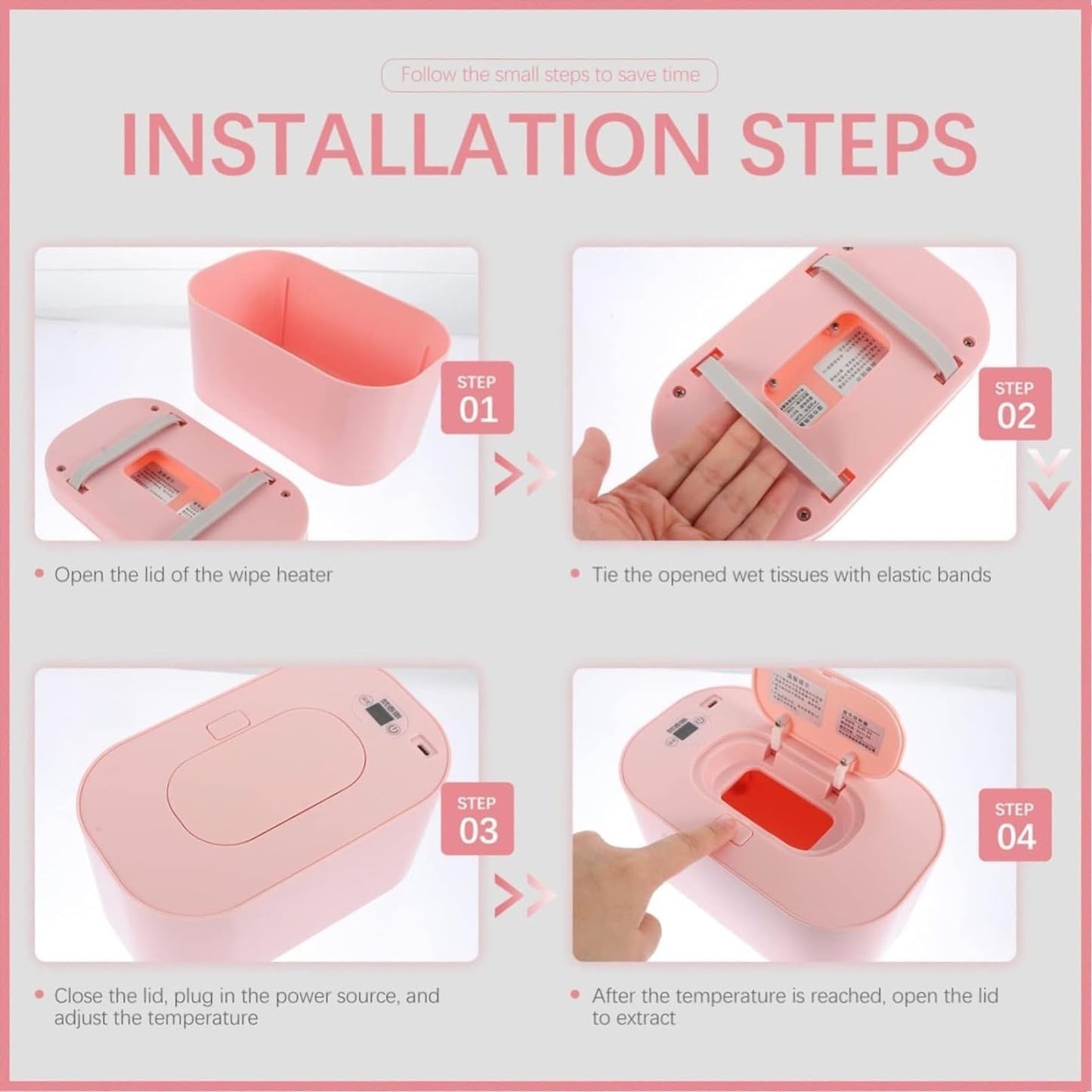 Baby Wipe Warmer Heater with LED Display Wet Towel Dispenser Portable USB Charge