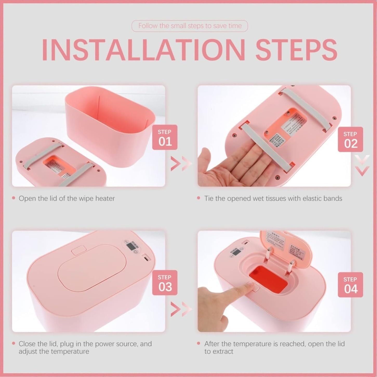 Baby Wipe Warmer Heater with LED Display Wet Towel Dispenser Portable USB Charge
