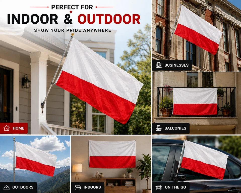LARGE 5ft x 3ft Poland Polish Polska Flag Football Olympic Supporter Europe Fans