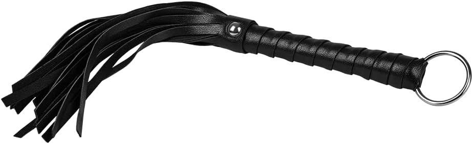 Sex Black PU Leather Long Tails Whip Paddle Spanking Slave For Couples Adult SM