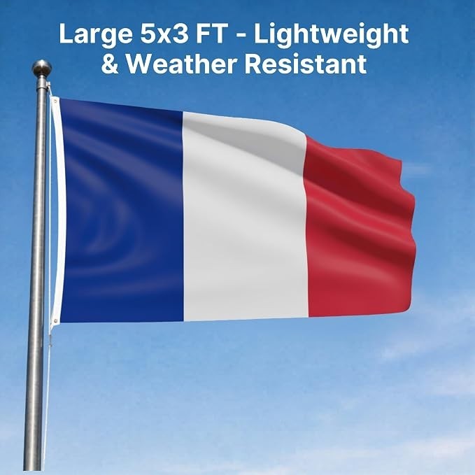 France National Polyester Flag Rugby Football French Olympics - 5ft x 3ft