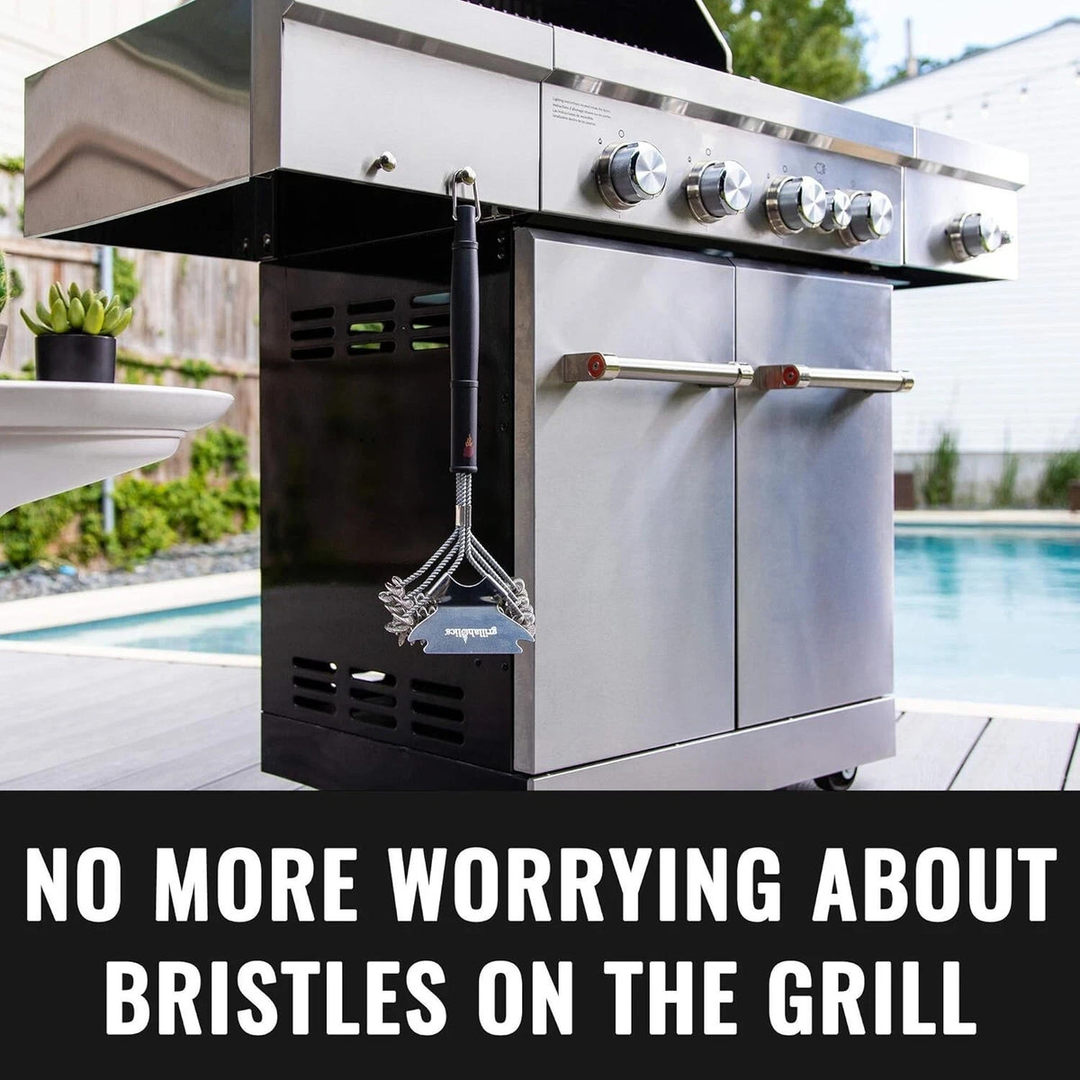 Grillaholics BBQ Grill Bristle Free Brush Xtra Wide XL Scraper Cleaner UK Seller