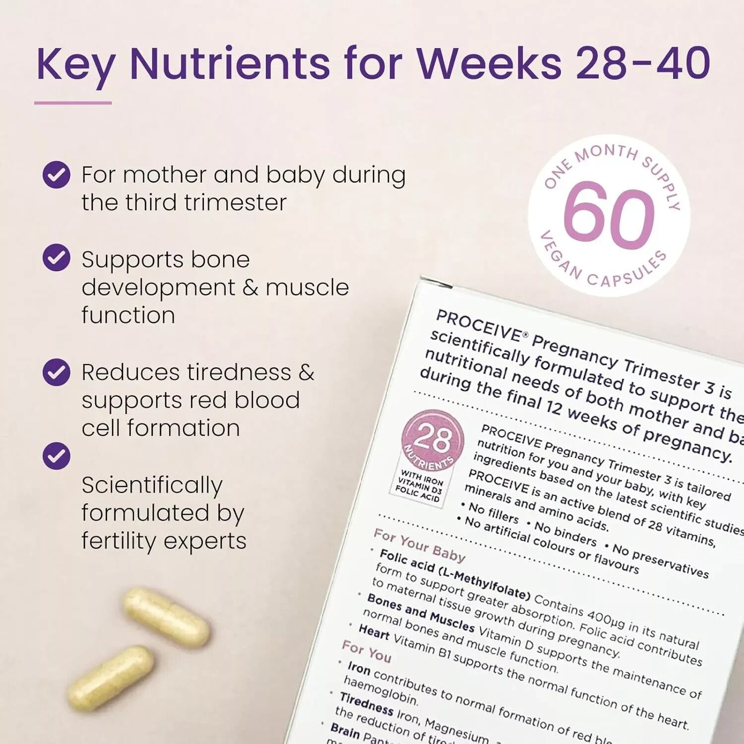 Proceive Pregnancy Trimester 3 28 Wks Vitamin & Mineral Supplement 60 Caps 06/27