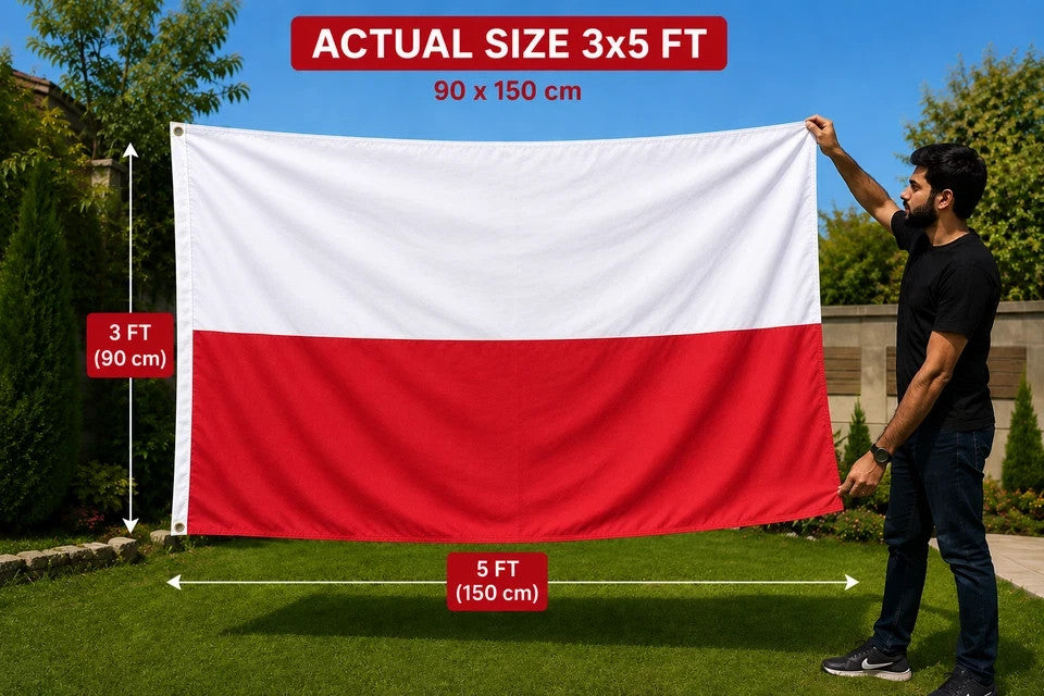LARGE 5ft x 3ft Poland Polish Polska Flag Football Olympic Supporter Europe Fans