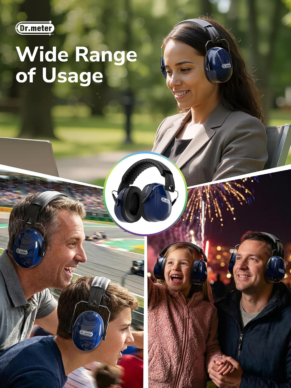 Dr.meter Ear Defenders Adults, SNR 31dB Noise Reduction 1pack, Blue