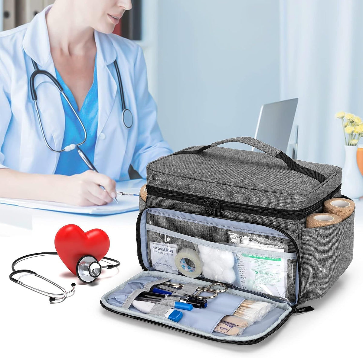 Curmio Medical First-aid Medical Emergency Travel Home Work 1st Aid Bag Kit Box