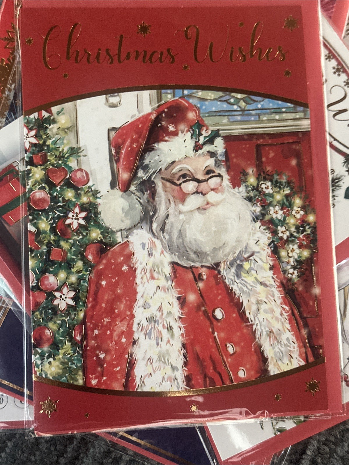 Pack 10 Christmas Cards Traditional Modern Classic Festive & 2 New Years Cards