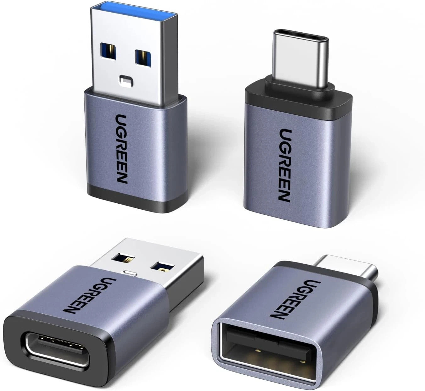UGREEN USB C to USB Adaptor & USB to USB C Adapter, 4 Packs 10Gbps OTG Aluminum